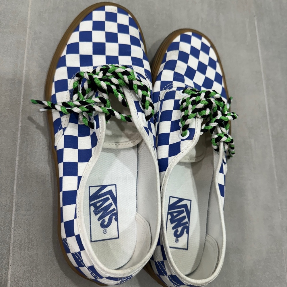 Checkered Vans Blue / White Size 8.5 / 7